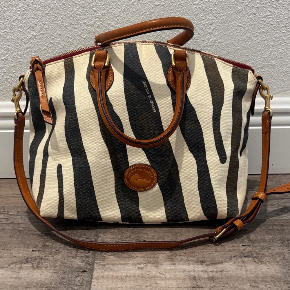 Dooney & Bourke Black and Cream Zebra Satchel